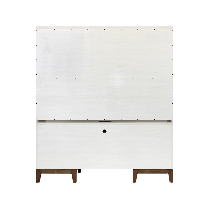 Contemporary Laminate Wood Office Desk & Hutch White