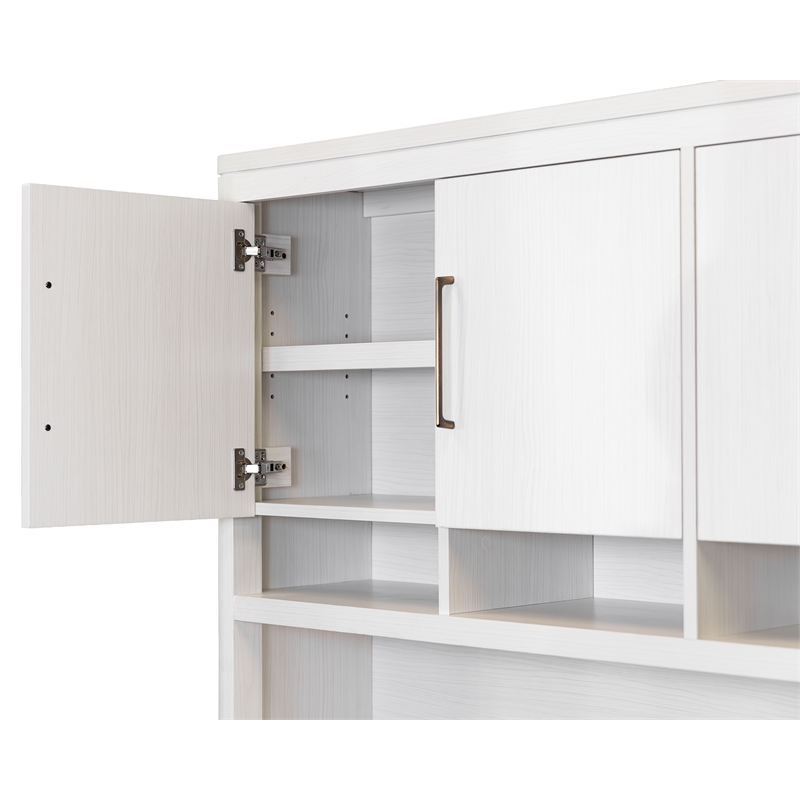 Contemporary Laminate Wood Office Desk & Hutch White