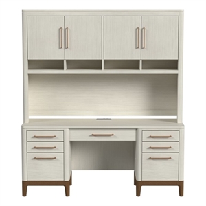 Contemporary Laminate Wood Office Desk & Hutch White