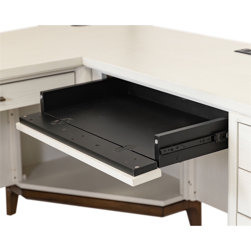 Contemporary Laminate Wood L-Desk & Return White