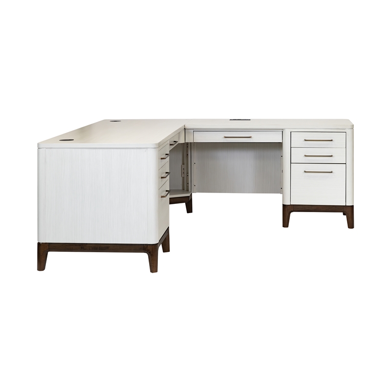 Contemporary Laminate Wood L-Desk & Return White