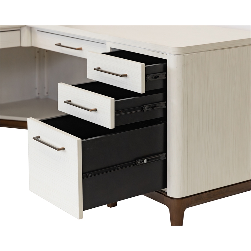 Contemporary Laminate Wood L-Desk & Return White