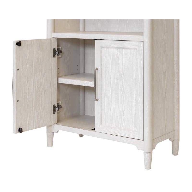 Modern Wood Bookcase with Doors Office Shelving Storage Fully Assembled White