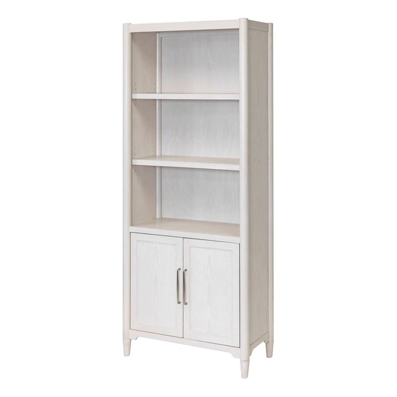 Modern Wood Bookcase with Doors Office Shelving Storage Fully Assembled White