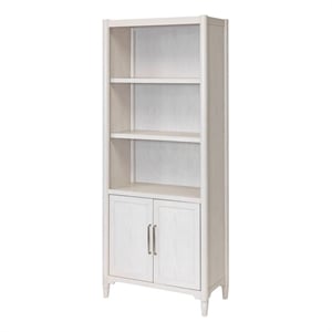 Modern Wood Bookcase with Doors Office Shelving Storage Fully Assembled White