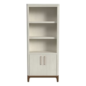Modern Wood Bookcase with Doors Office Shelving Storage Fully Assembled White