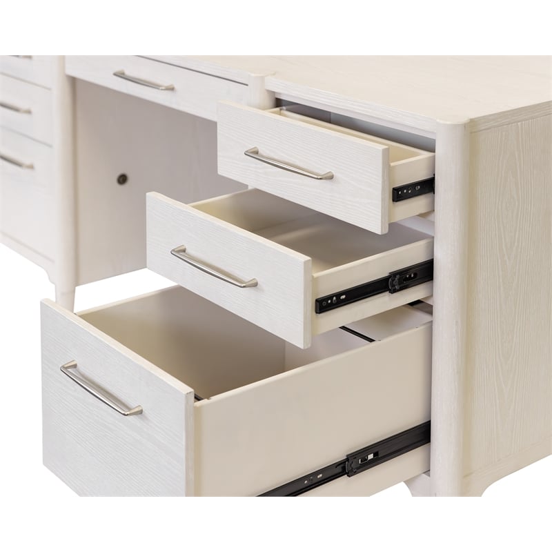 Modern Wood Double Pedestal Executive Desk Fully Assembled White