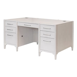 Modern Wood Double Pedestal Executive Desk Fully Assembled White