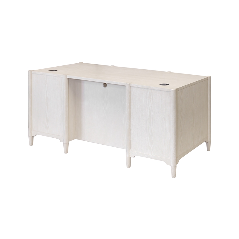 Modern Wood Double Pedestal Executive Desk Fully Assembled White