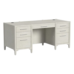 Modern Wood Double Pedestal Executive Desk Fully Assembled White