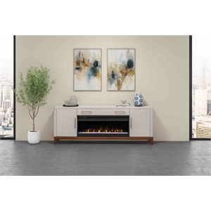 80&quot Wood Laminate Fireplace Console Entertainment Storage Fully Assembled White