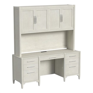 Modern Wood Desk with Hutch Office Storage Fully Assembled White