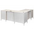 Executive Wood Double Pedestal L Desk Corner Table Office Storage White