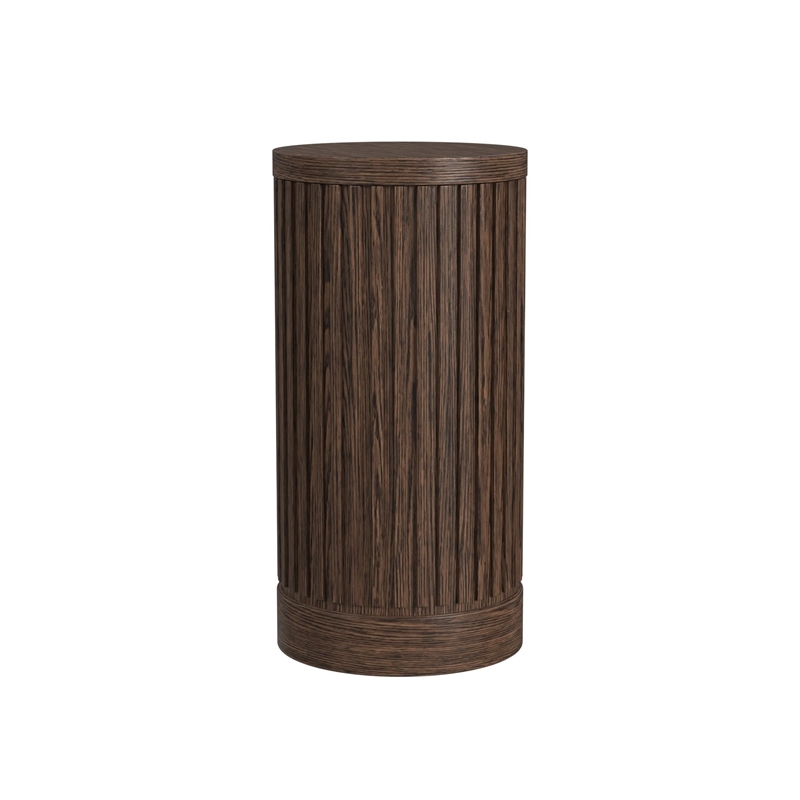 Modern Wood Living Room Entertainment Tulane Round Pedestal - Brown