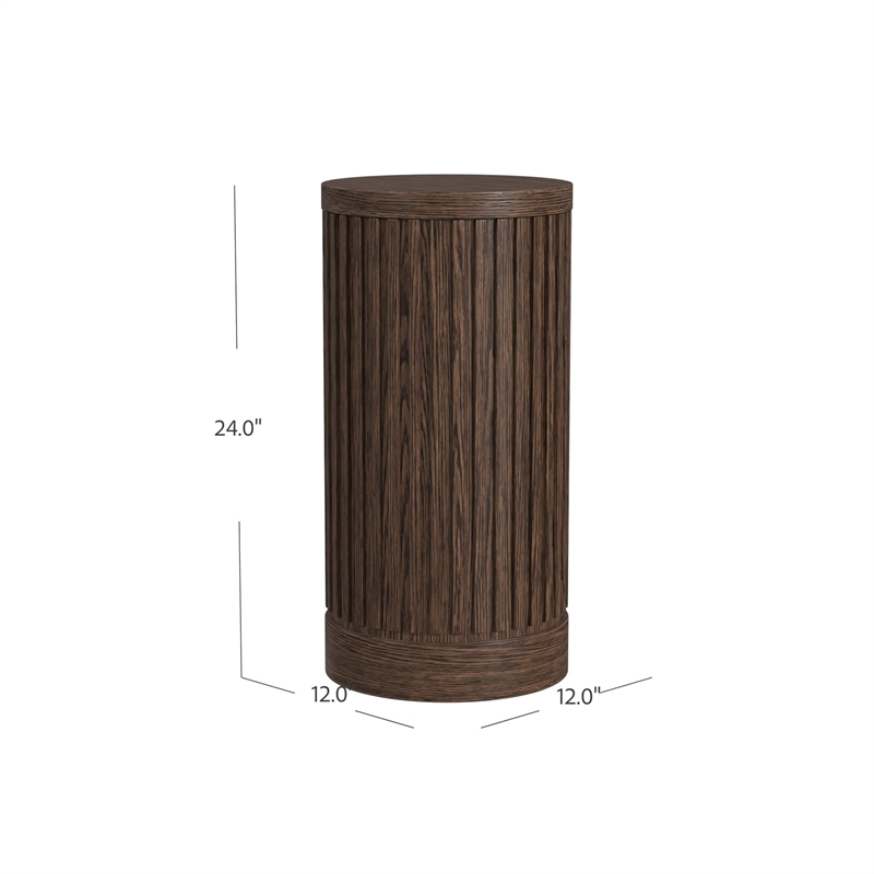 Modern Wood Living Room Entertainment Tulane Round Pedestal - Brown