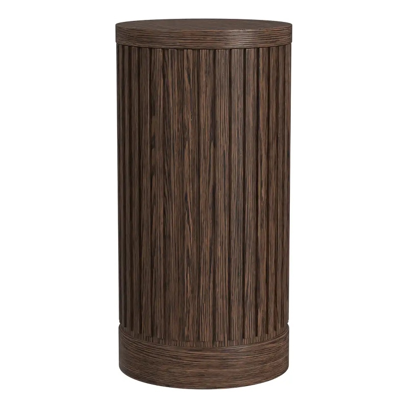 Modern Wood Living Room Entertainment Tulane Round Pedestal - Brown