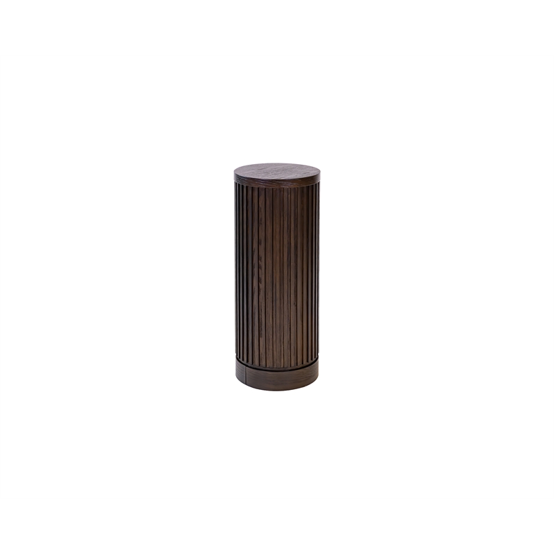 Modern Wood Living Room Entertainment Tulane Round Pedestal - Brown
