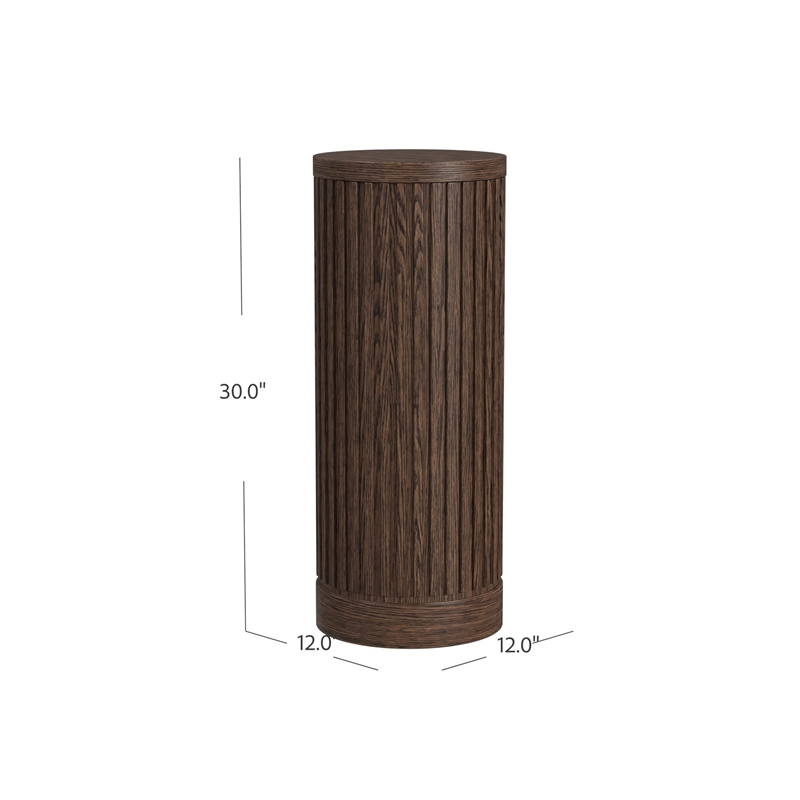 Modern Wood Living Room Entertainment Tulane Round Pedestal - Brown
