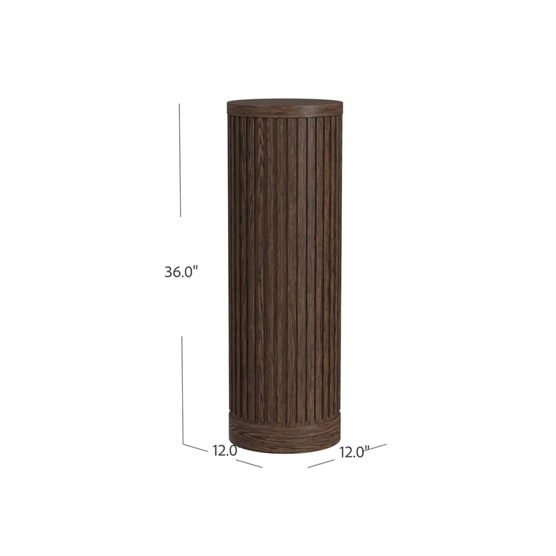 Modern Wood Living Room Entertainment Tulane Round Pedestal - Brown