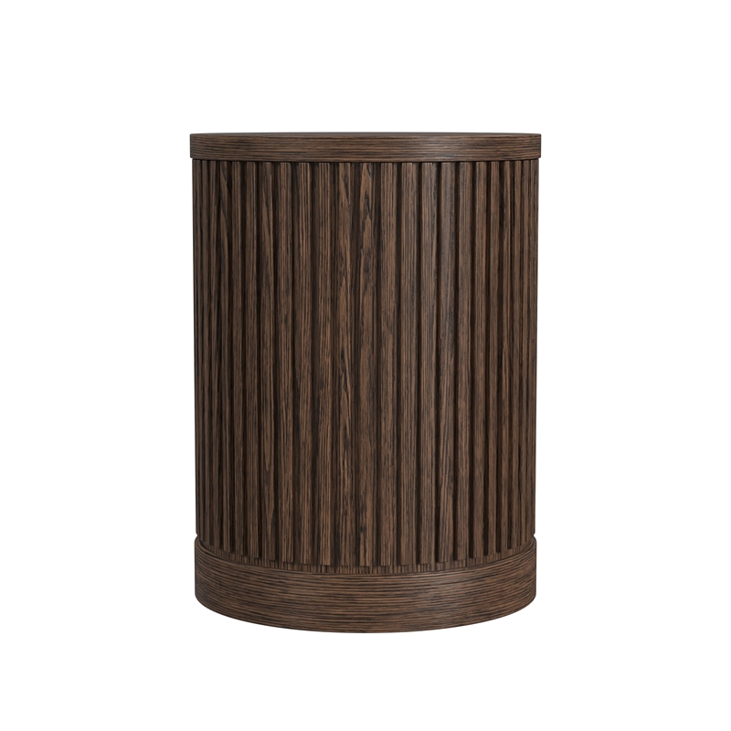 Modern Wood Living Room Entertainment Tulane Round Chair Side Table - Brown