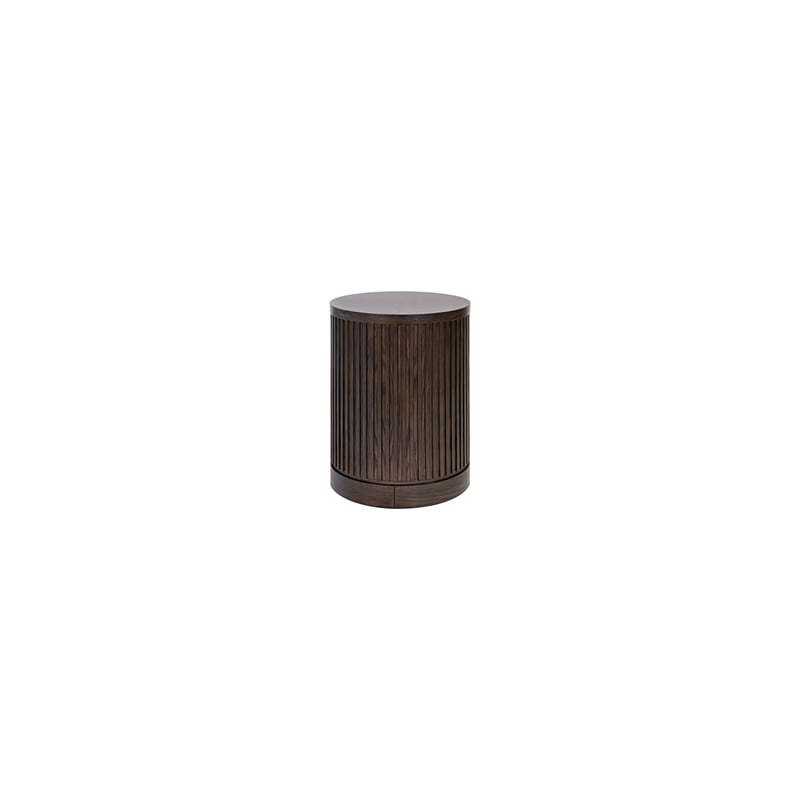 Modern Wood Living Room Entertainment Tulane Round Chair Side Table - Brown