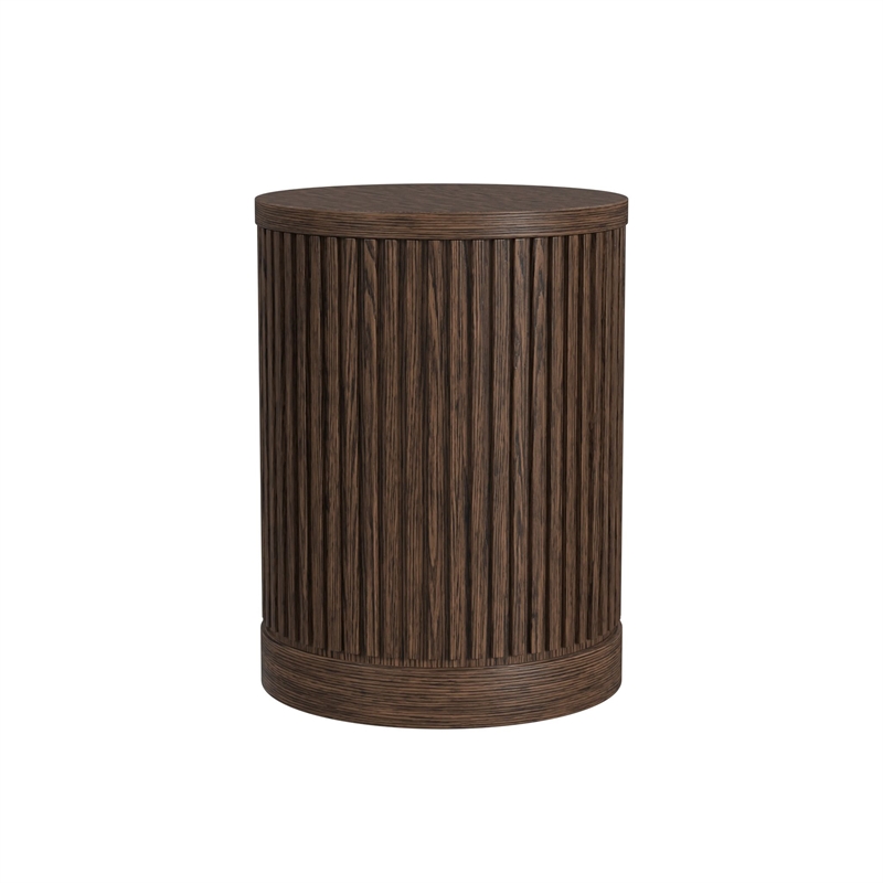 Modern Wood Living Room Entertainment Tulane Round Chair Side Table - Brown