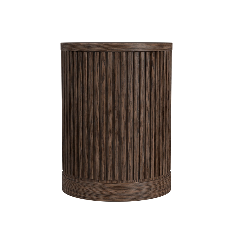 Modern Wood Living Room Entertainment Tulane Round Chair Side Table - Brown