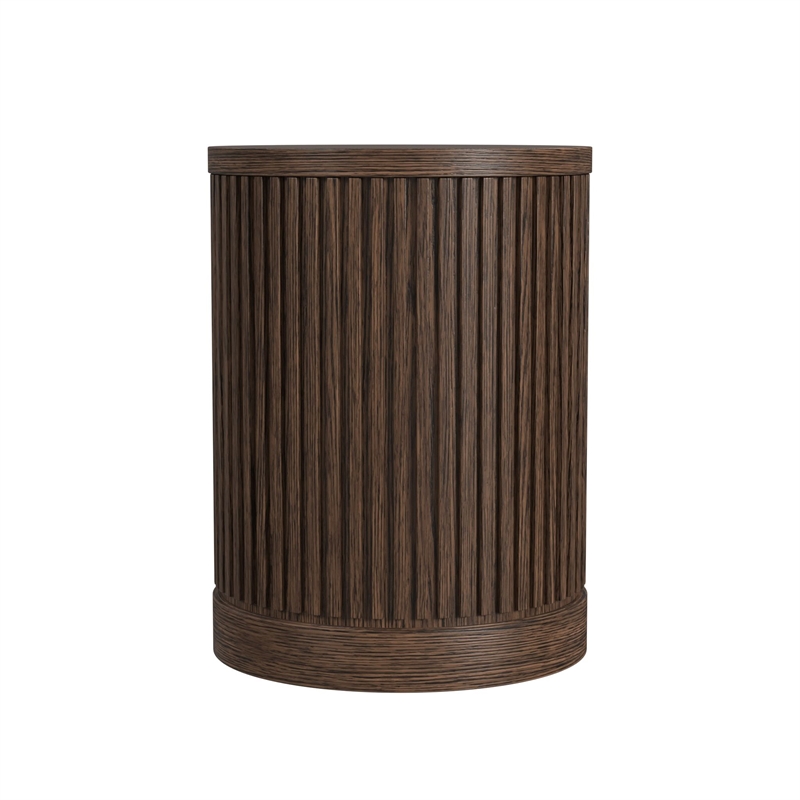 Modern Wood Living Room Entertainment Tulane Round Chair Side Table - Brown