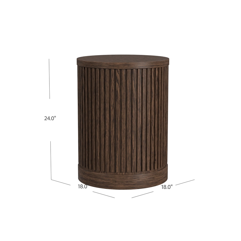 Modern Wood Living Room Entertainment Tulane Round Chair Side Table - Brown