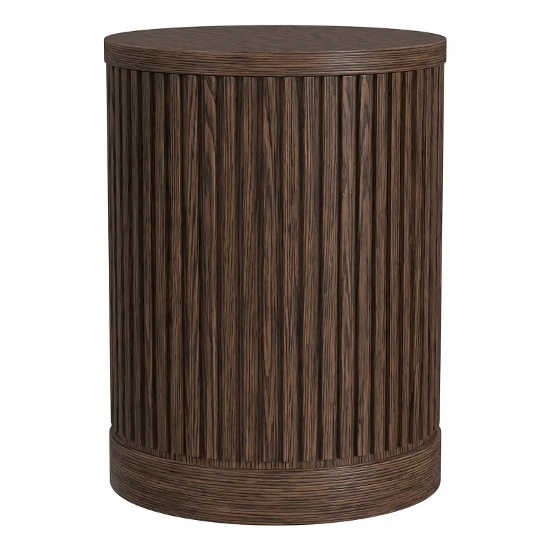 Modern Wood Living Room Entertainment Tulane Round Chair Side Table - Brown
