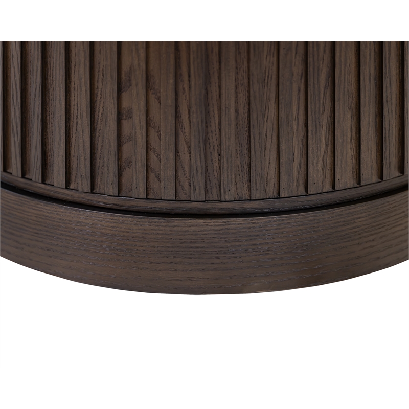 Modern Wood Living Room Entertainment Tulane Round End Table - Brown