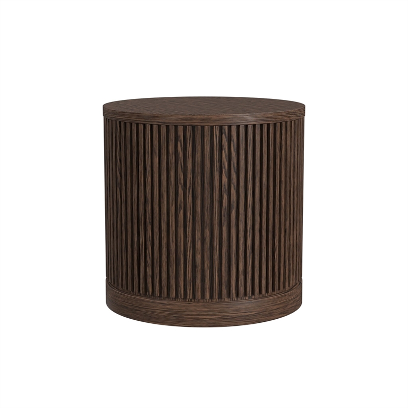Modern Wood Living Room Entertainment Tulane Round End Table - Brown