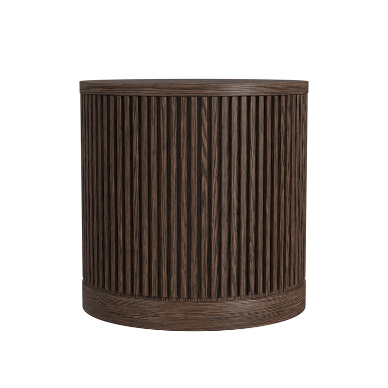 Modern Wood Living Room Entertainment Tulane Round End Table - Brown