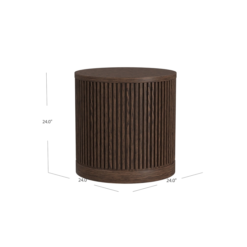 Modern Wood Living Room Entertainment Tulane Round End Table - Brown
