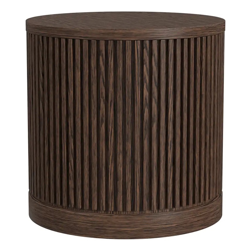 Modern Wood Living Room Entertainment Tulane Round End Table - Brown