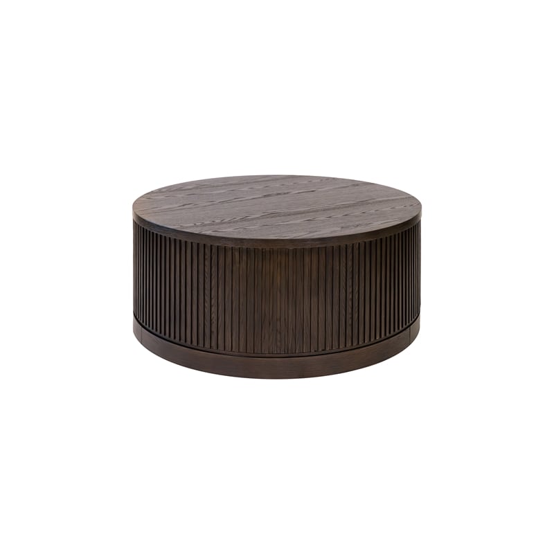 Modern Wood Living Room Entertainment Tulane Round Cocktail Table - Brown