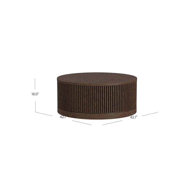Modern Wood Living Room Entertainment Tulane Round Cocktail Table - Brown