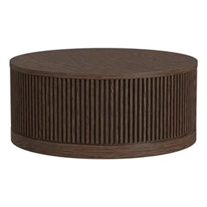 Modern Wood Living Room Entertainment Tulane Round Cocktail Table - Brown