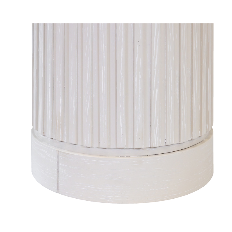 Modern Wood Living Room Entertainment Tulane Round Pedestal - White