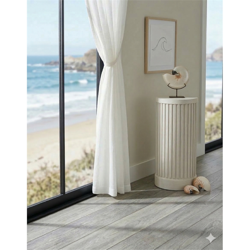 Modern Wood Living Room Entertainment Tulane Round Pedestal - White