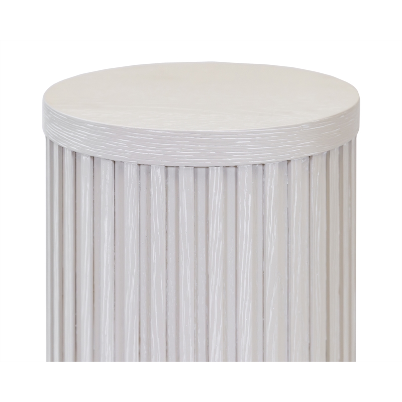 Modern Wood Living Room Entertainment Tulane Round Pedestal - White