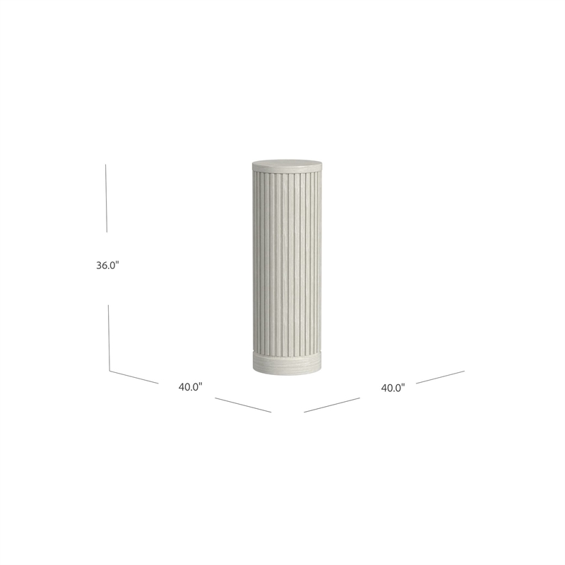 Modern Wood Living Room Entertainment Tulane Round Pedestal - White