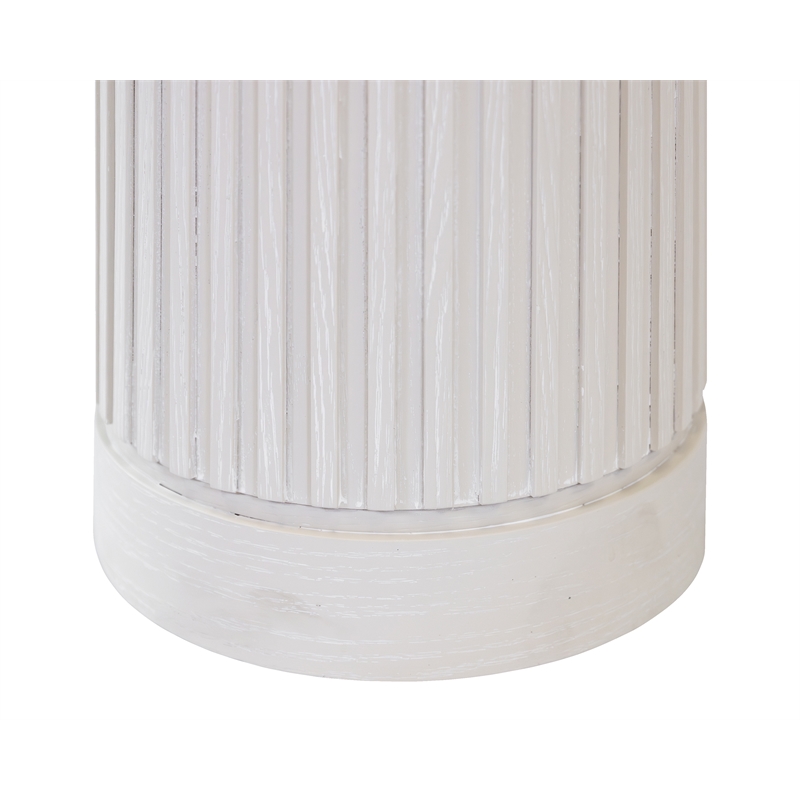 Modern Wood Living Room Entertainment Tulane Round Pedestal - White