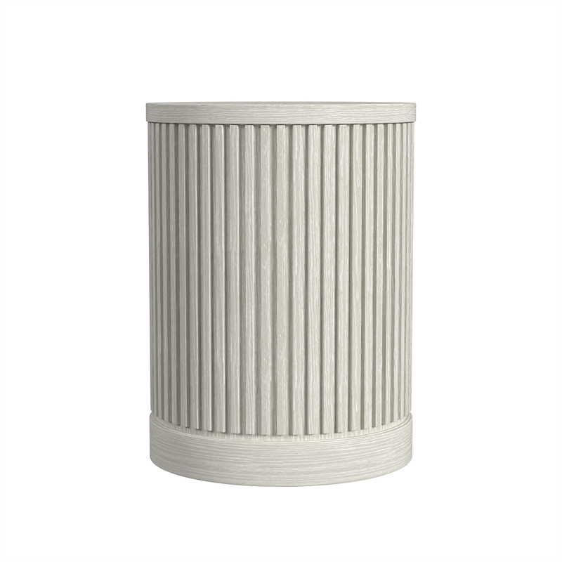 Modern Wood Living Room Entertainment Tulane Round Chair Side Table - White