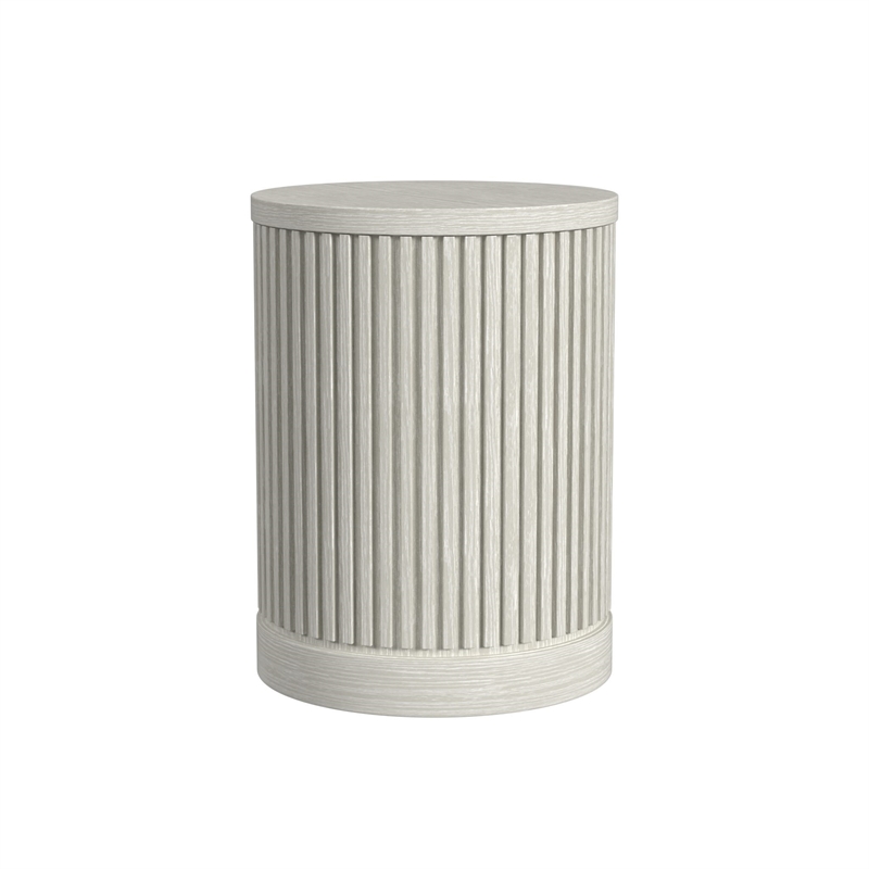 Modern Wood Living Room Entertainment Tulane Round Chair Side Table - White