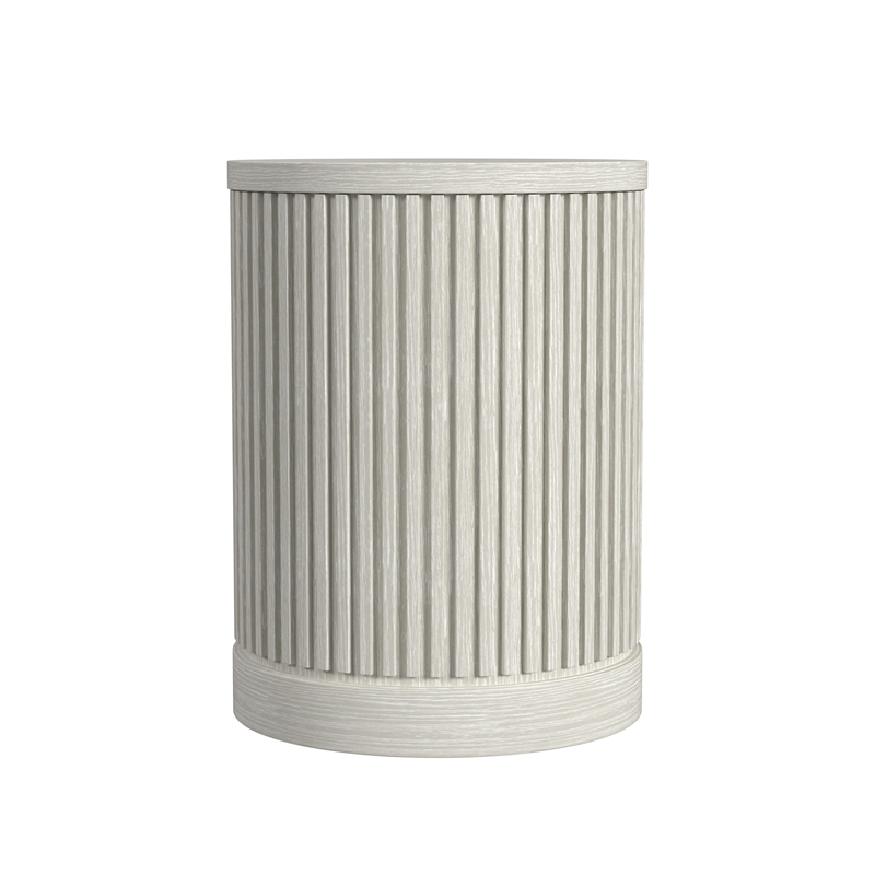 Modern Wood Living Room Entertainment Tulane Round Chair Side Table - White