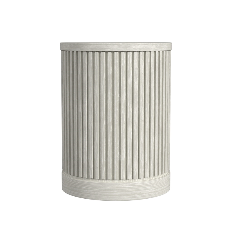 Modern Wood Living Room Entertainment Tulane Round Chair Side Table - White