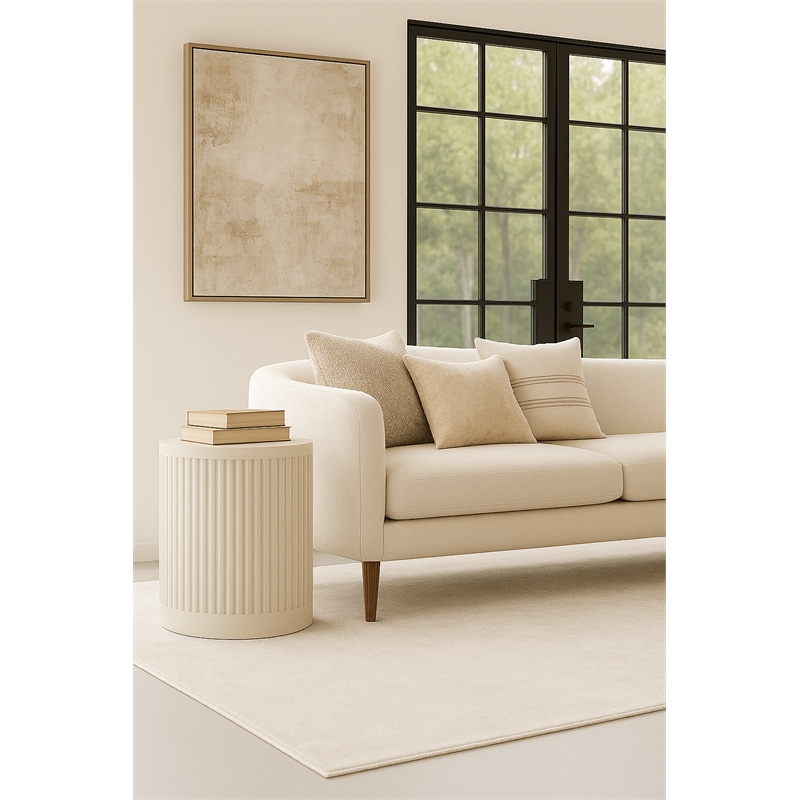 Modern Wood Living Room Entertainment Tulane Round Chair Side Table - White