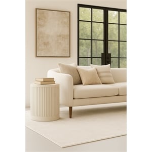 Modern Wood Living Room Entertainment Tulane Round Chair Side Table - White