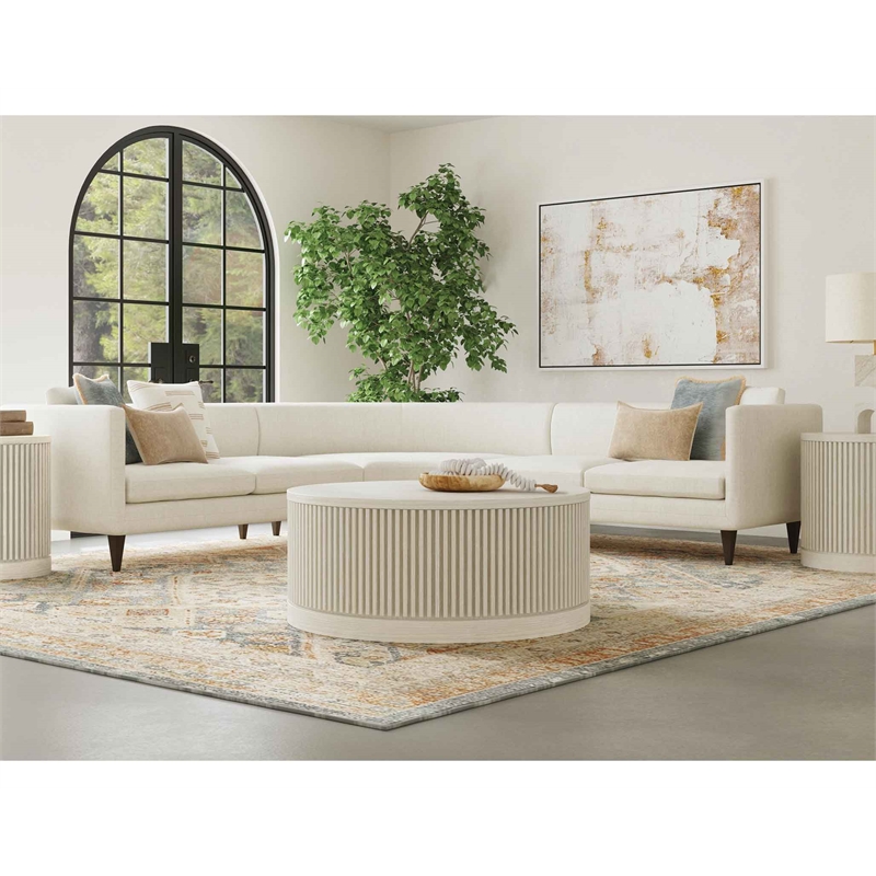 Modern Wood Living Room Entertainment Tulane Round End Table - White